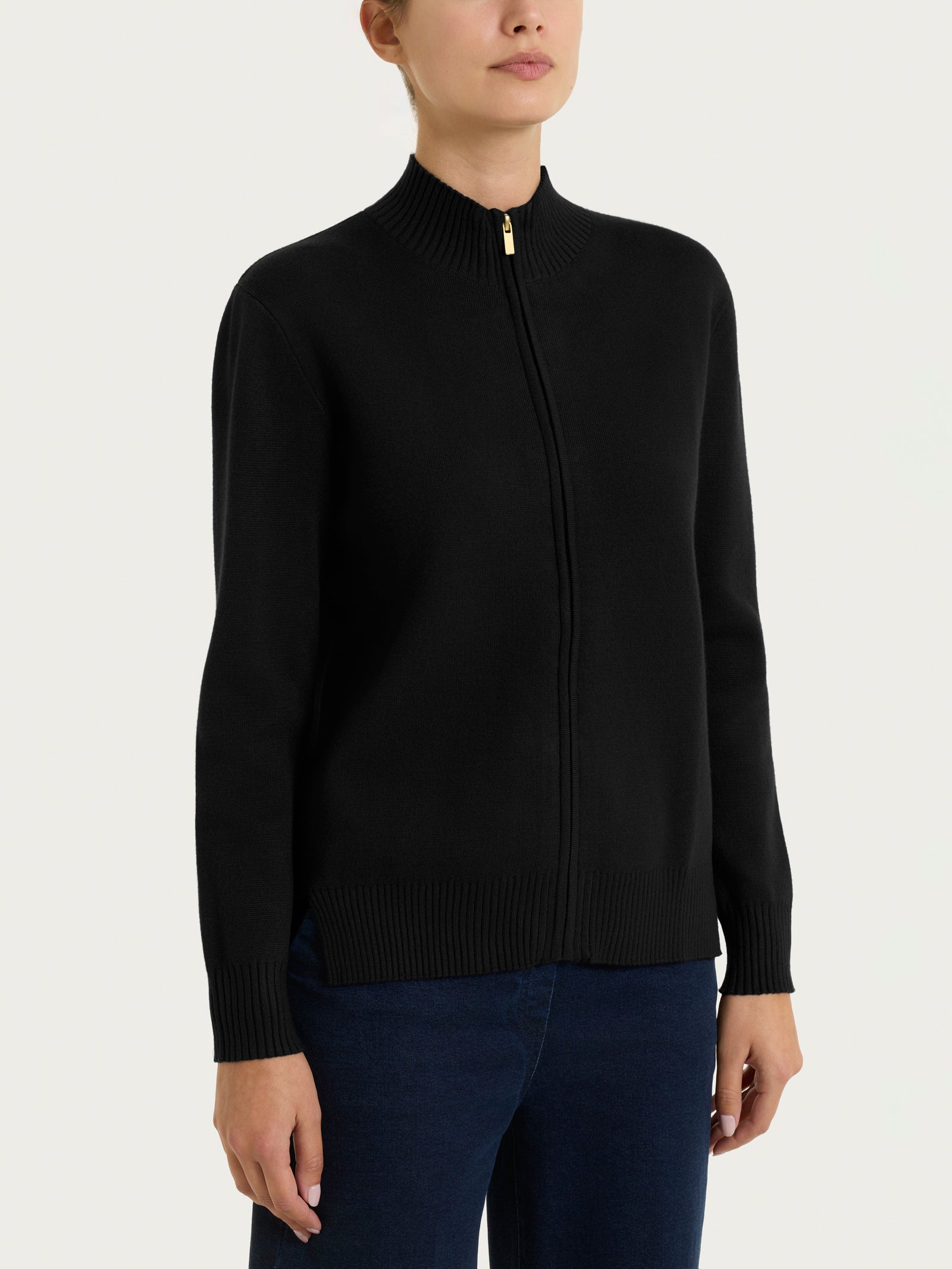 Cardigan con zip asimmetrico in Super soft Neri Donna - Ragno