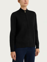 Cardigan con zip asimmetrico in Super soft Neri Donna - Ragno