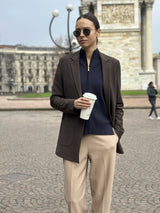 Cardigan con zip asimmetrico in Super soft Blu Donna - Ragno
