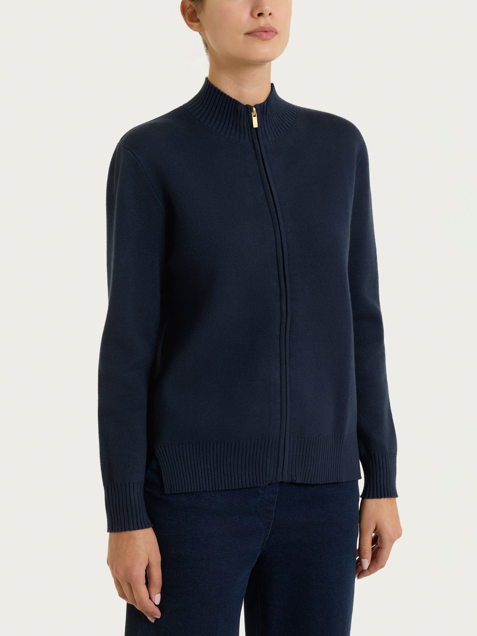 Cardigan con zip asimmetrico in Super soft Blu Donna - Ragno