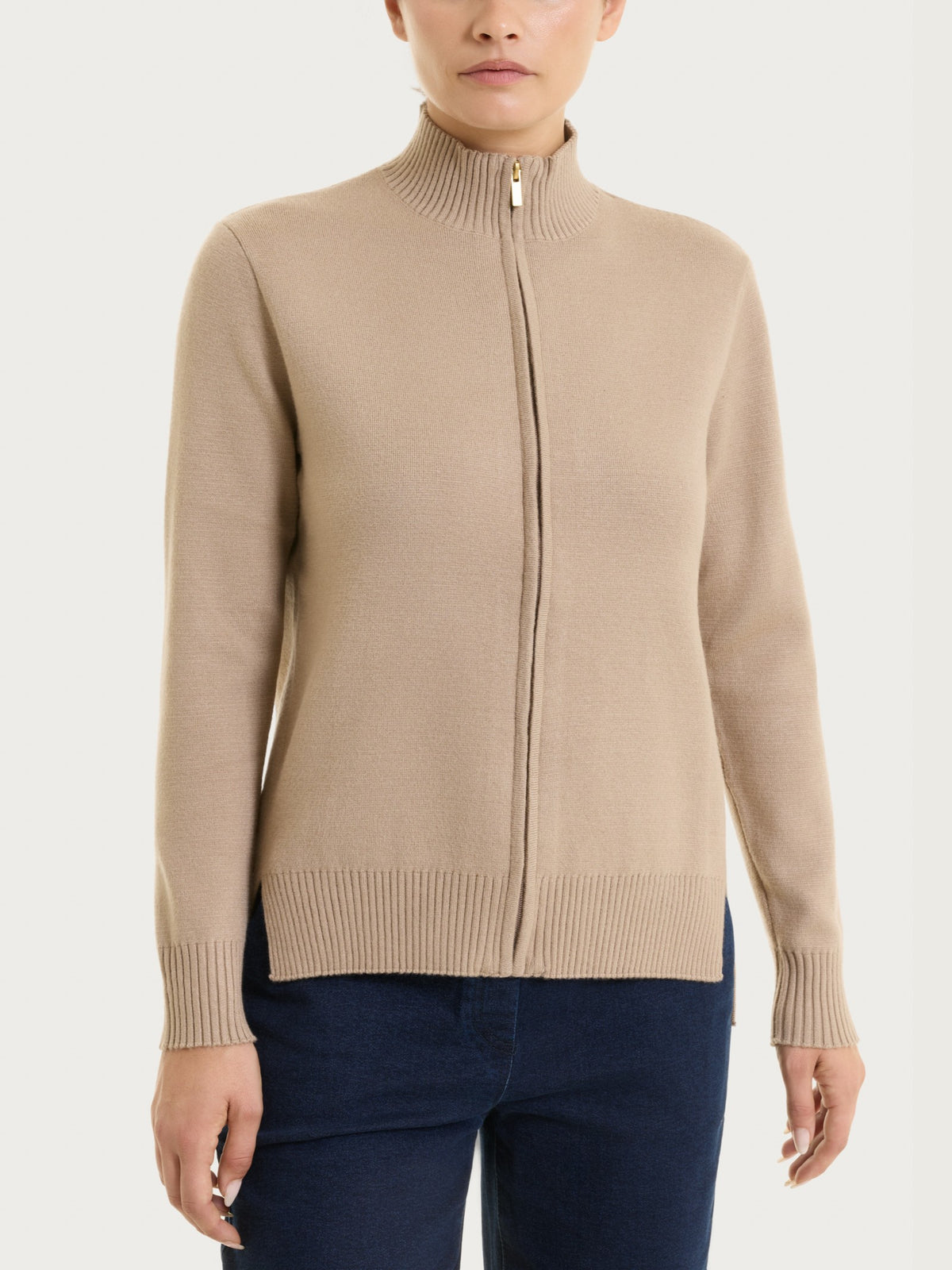 Cardigan con zip asimmetrico in Super soft Marroni Donna - Ragno