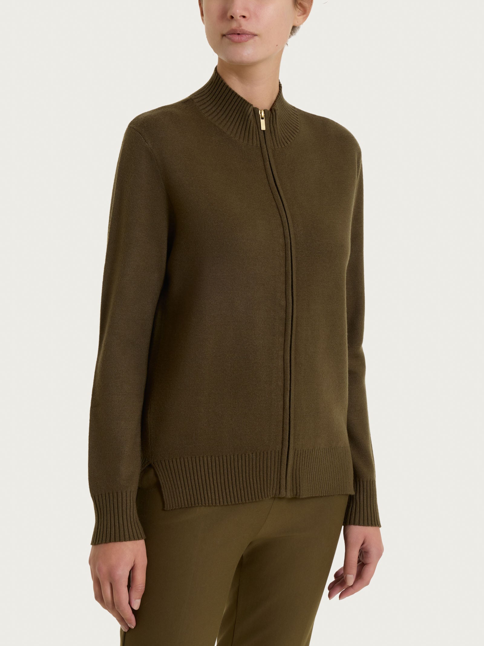 Cardigan con zip asimmetrico in Super soft Verdi Donna - Ragno