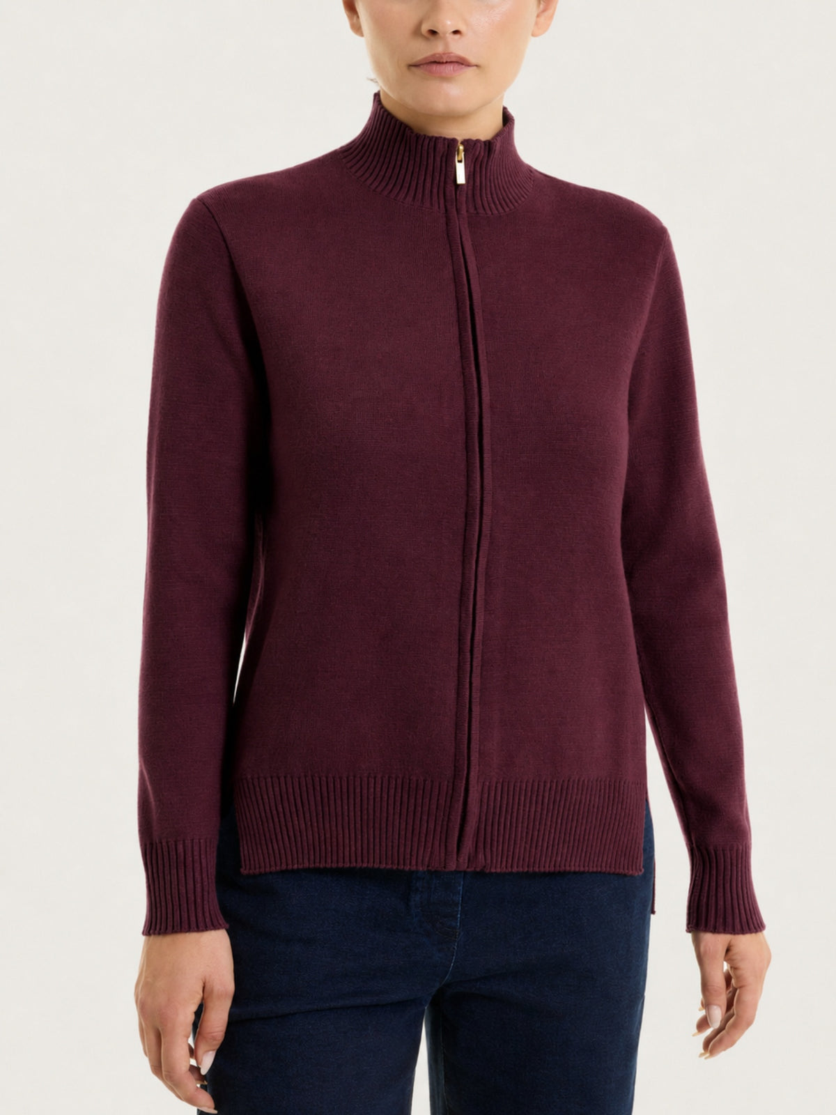 Cardigan con zip asimmetrico in Super soft Viola Donna - Ragno