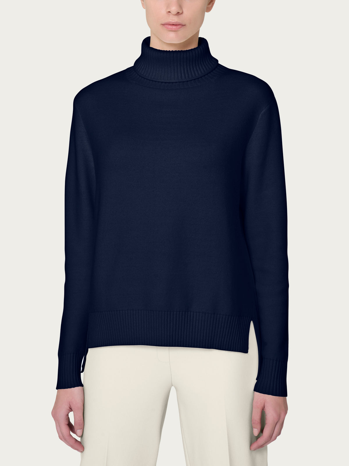 Dolcevita asimmetrico in Super Soft Blu Donna - Ragno