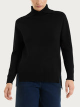 Maglia con collo alto con spacco in Super Soft Neri Donna - Ragno