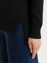 Maglia con collo alto con spacco in Super Soft Neri Donna - Ragno