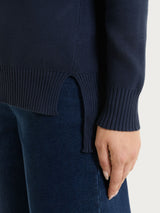 Maglia con collo alto con spacco in Super Soft Blu Donna - Ragno