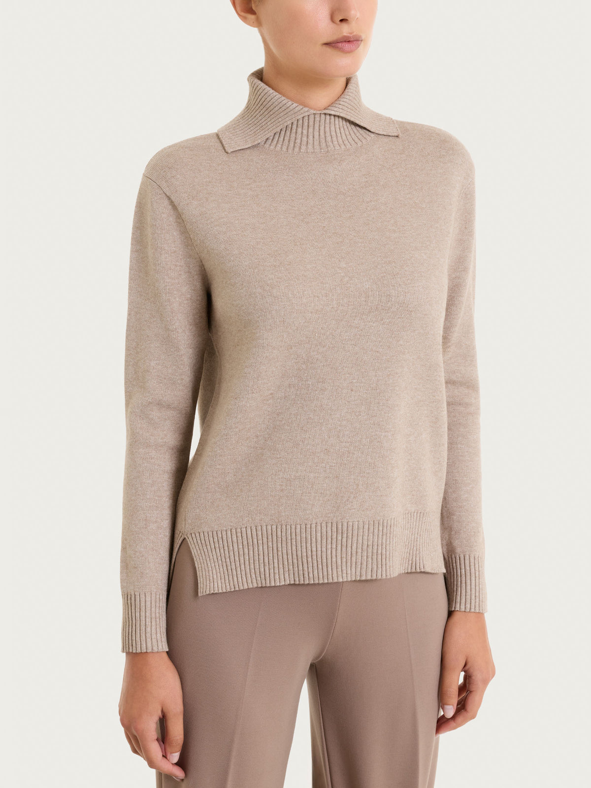 Maglia con collo alto con spacco in Super Soft Grigi Donna - Ragno