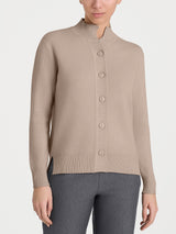 Cárdigan asimétrico con cuello alto de Super Soft Marroni para mujer - Ragno