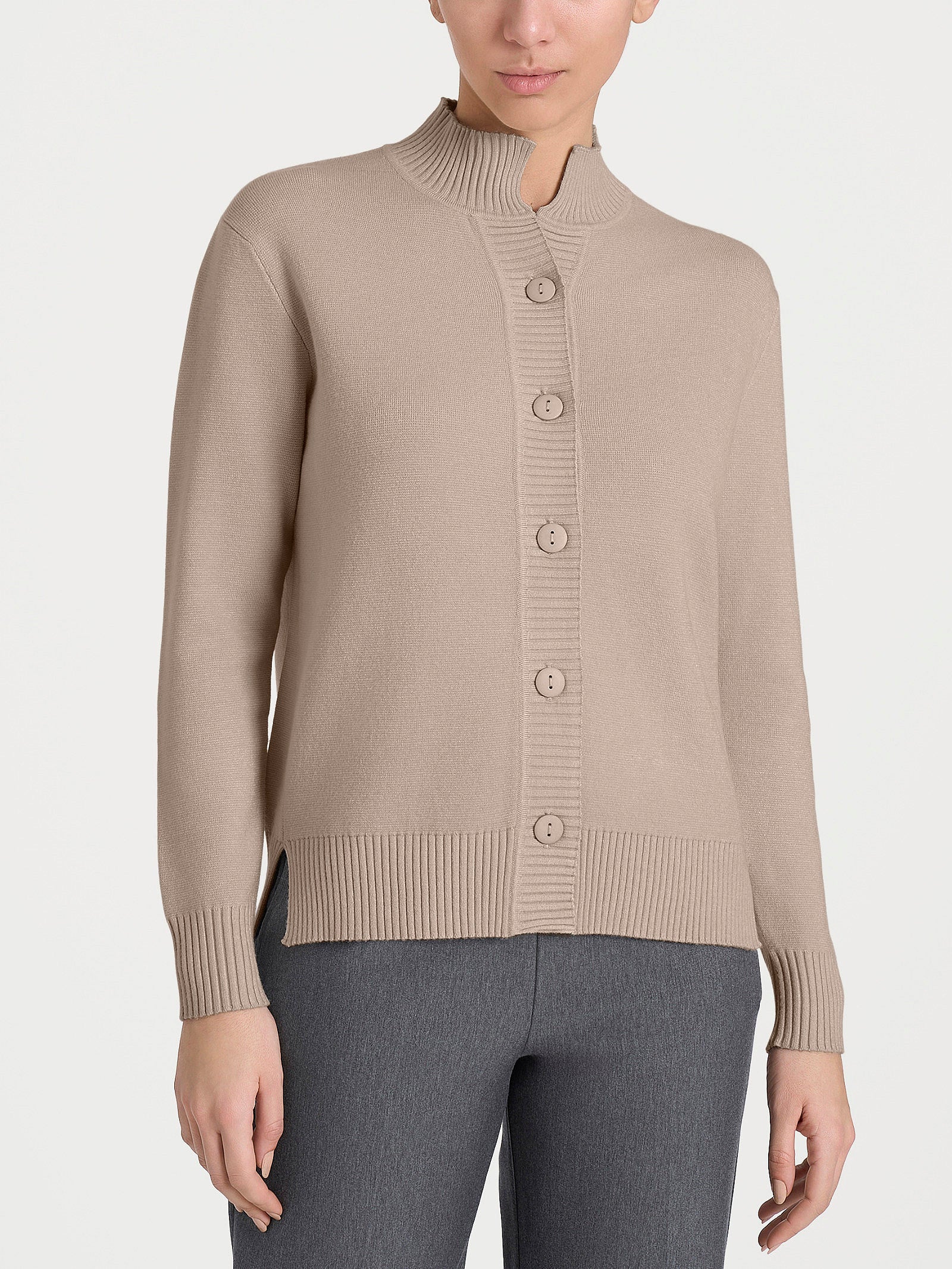 Cardigan asimmetrico con collo alto in Super Soft Marroni Donna - Ragno
