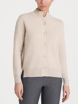Cardigan asimmetrico con collo alto in Super Soft Bianchi Donna - Ragno