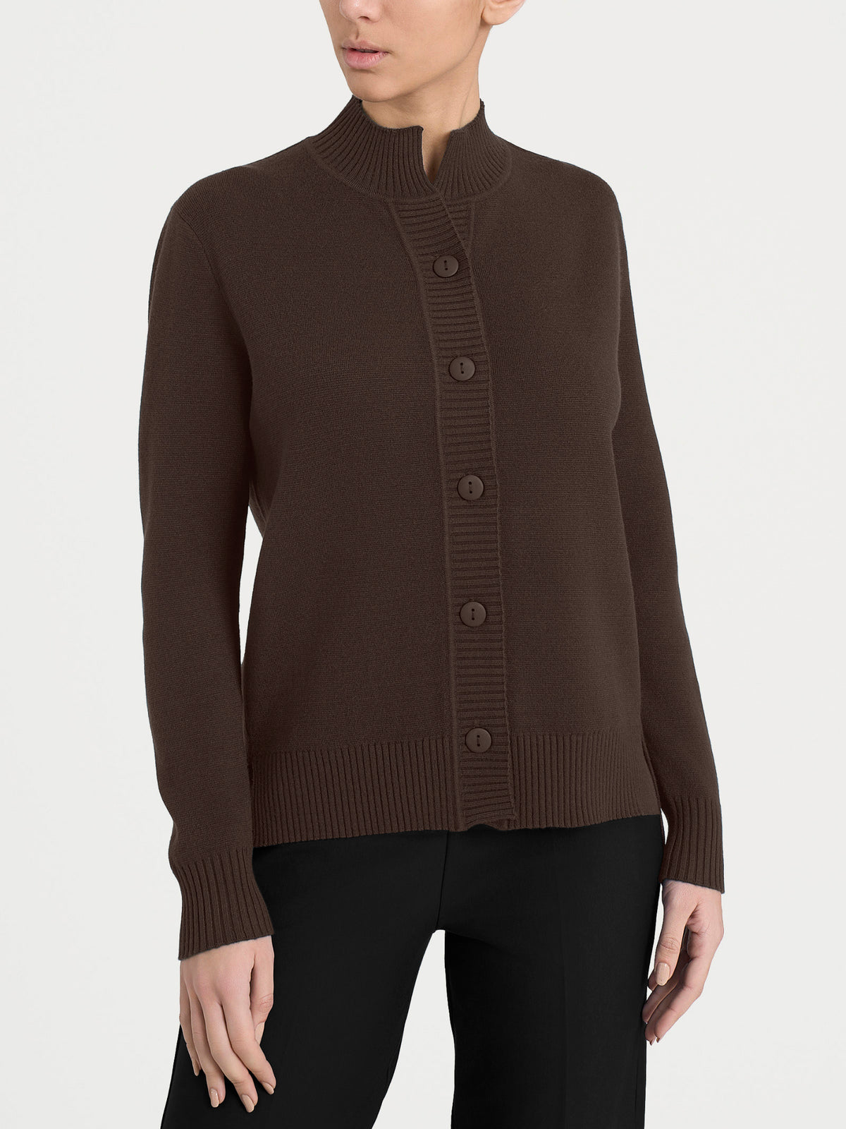 Cardigan asimmetrico con collo alto in Super Soft Marroni Donna - Ragno