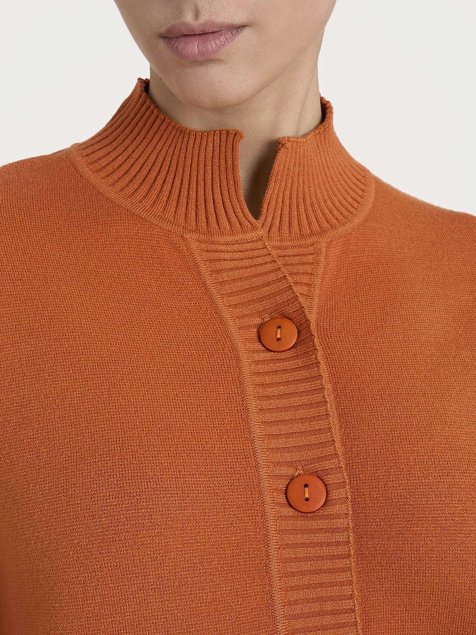Cardigan asimmetrico con collo alto in Super Soft Arancioni Donna - Ragno