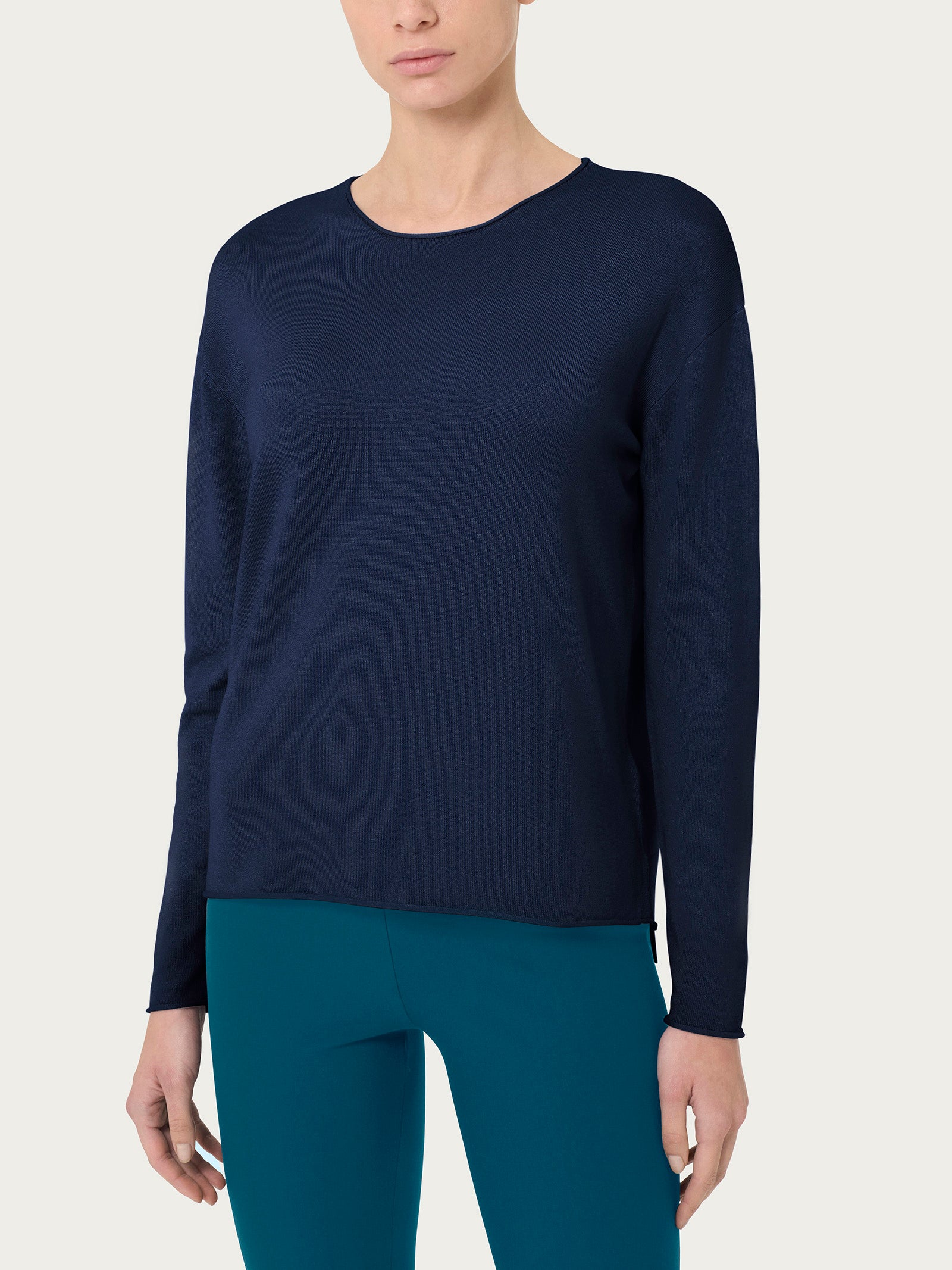 Maglia asimmetrica con girocollo Four Seasons Blu Donna - Ragno