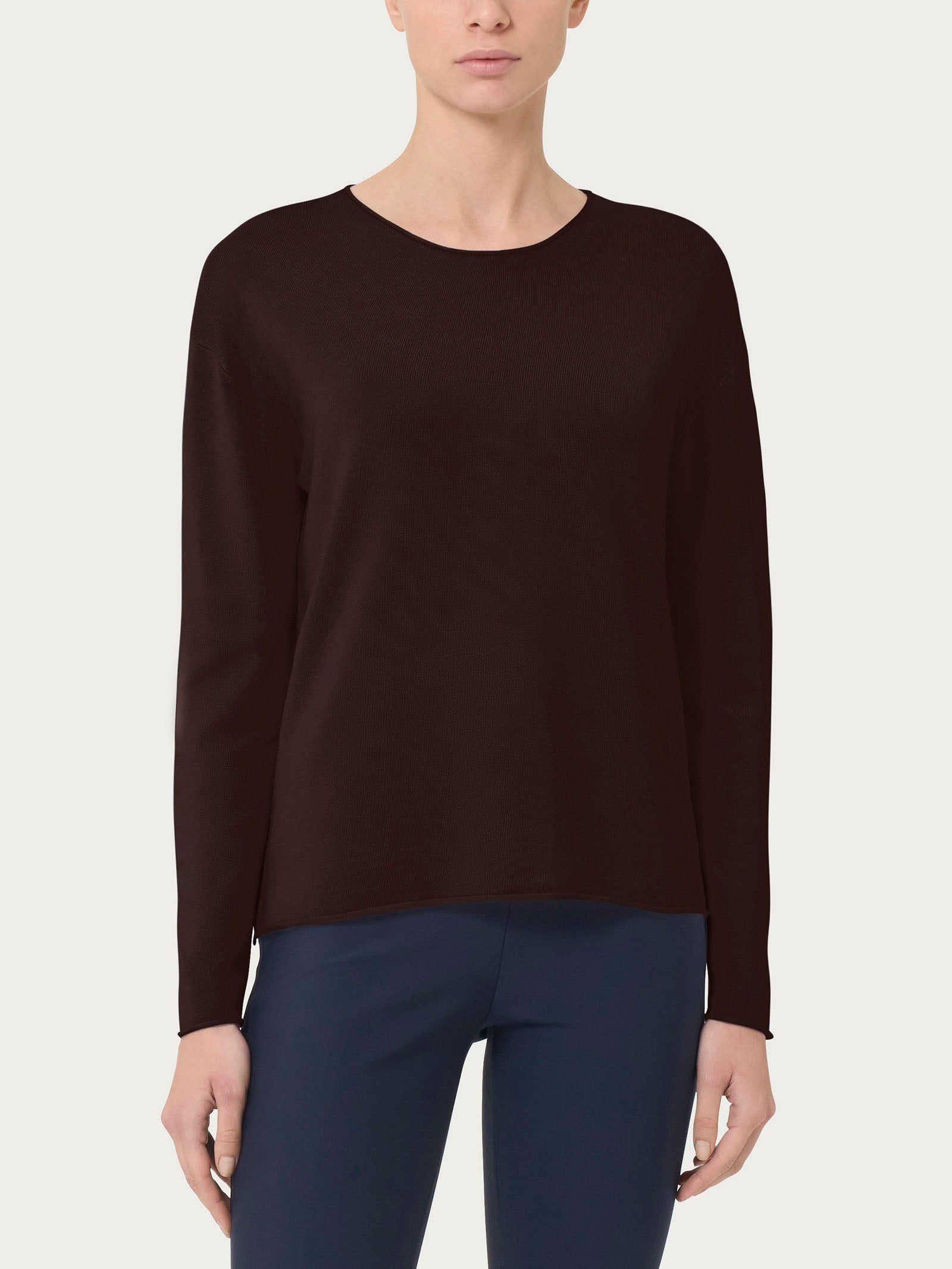 Maglia asimmetrica con girocollo Four Seasons Marroni Donna - Ragno