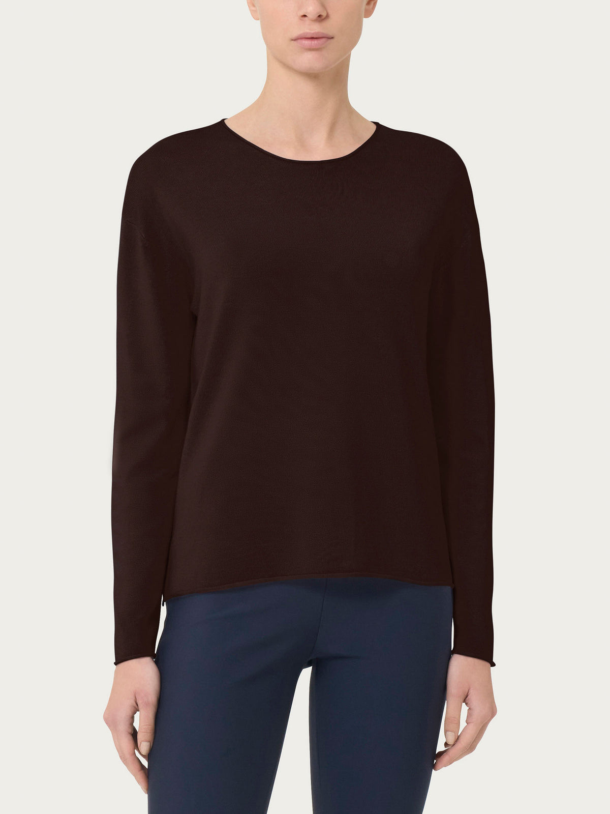 Maglia asimmetrica con girocollo Four Seasons Marroni Donna - Ragno