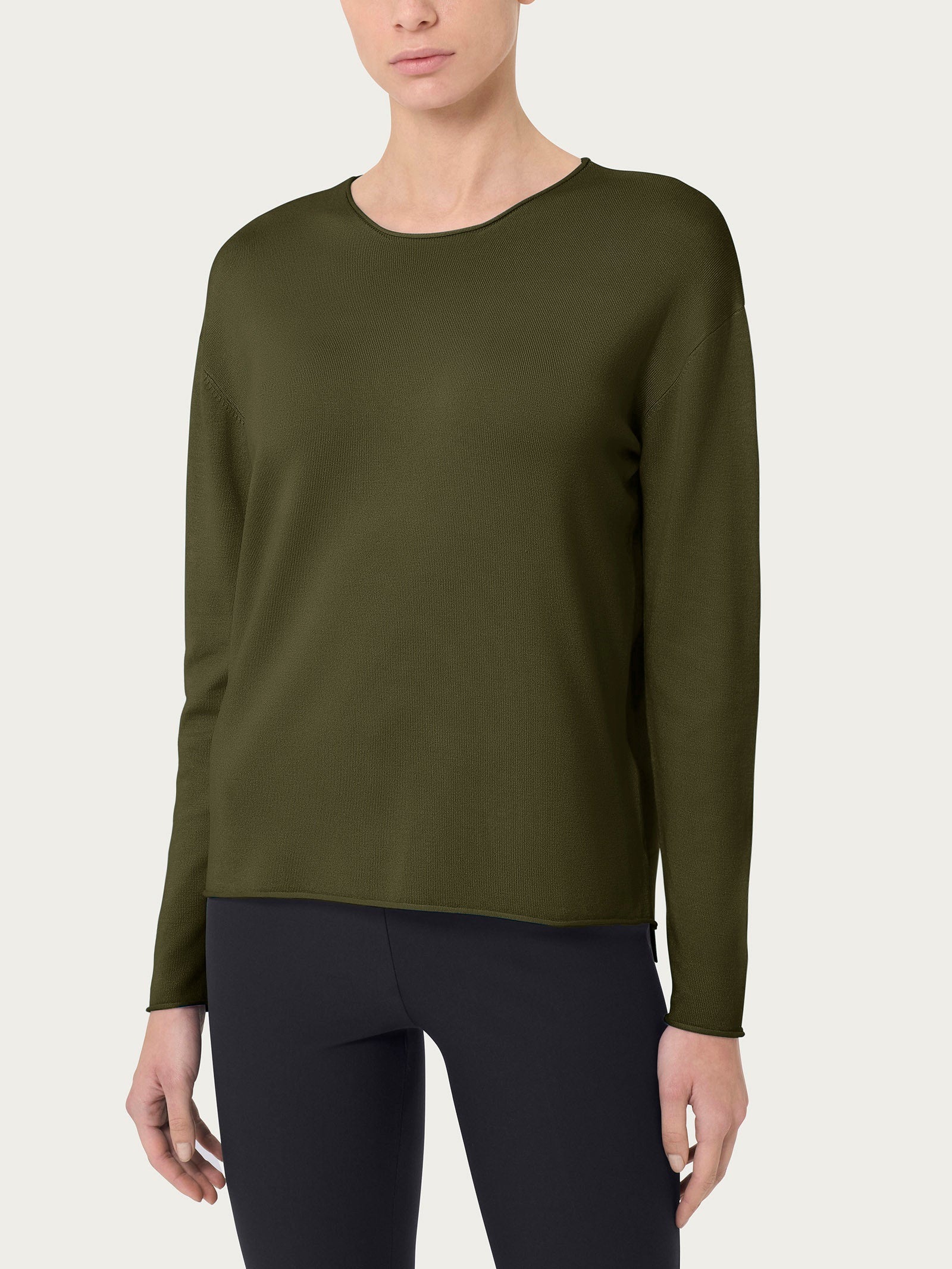 Maglia asimmetrica con girocollo Four Seasons Verdi Donna - Ragno