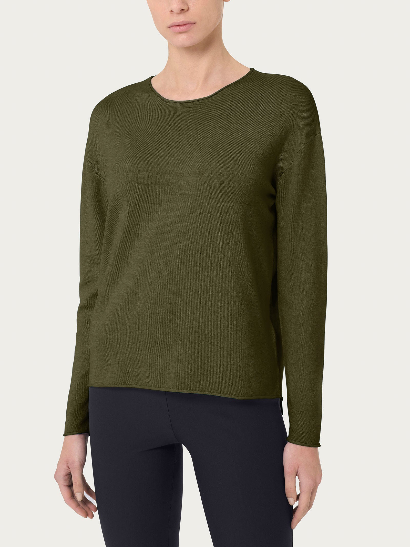Maglia asimmetrica con girocollo Four Seasons Verdi Donna - Ragno