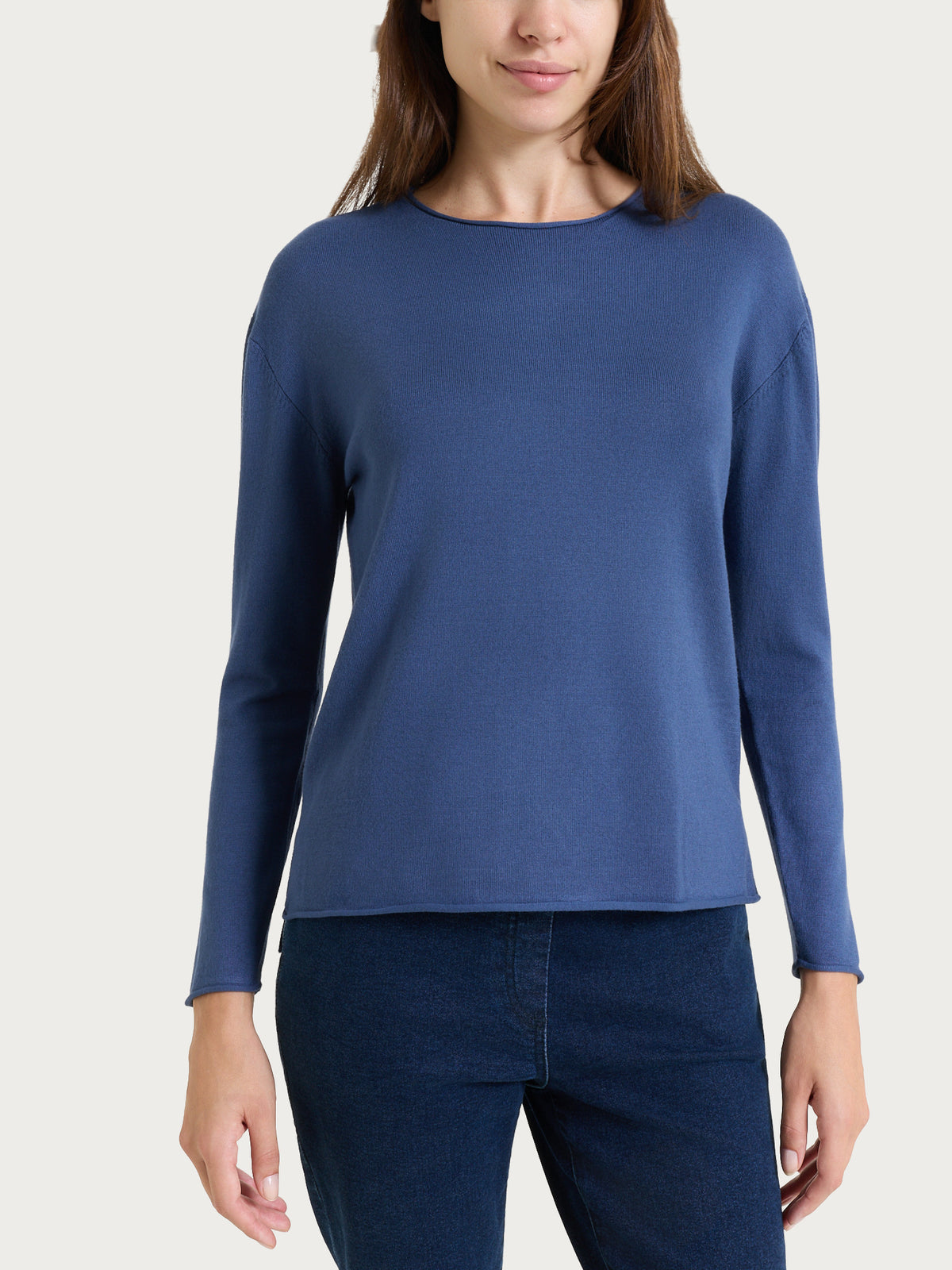 Maglia asimmetrica con girocollo Four Seasons Blu Donna - Ragno