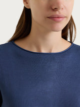 Maglia asimmetrica con scollo a barchetta Four Seasons Blu Donna - Ragno