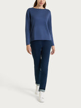 Maglia asimmetrica con scollo a barchetta Four Seasons Blu Donna - Ragno