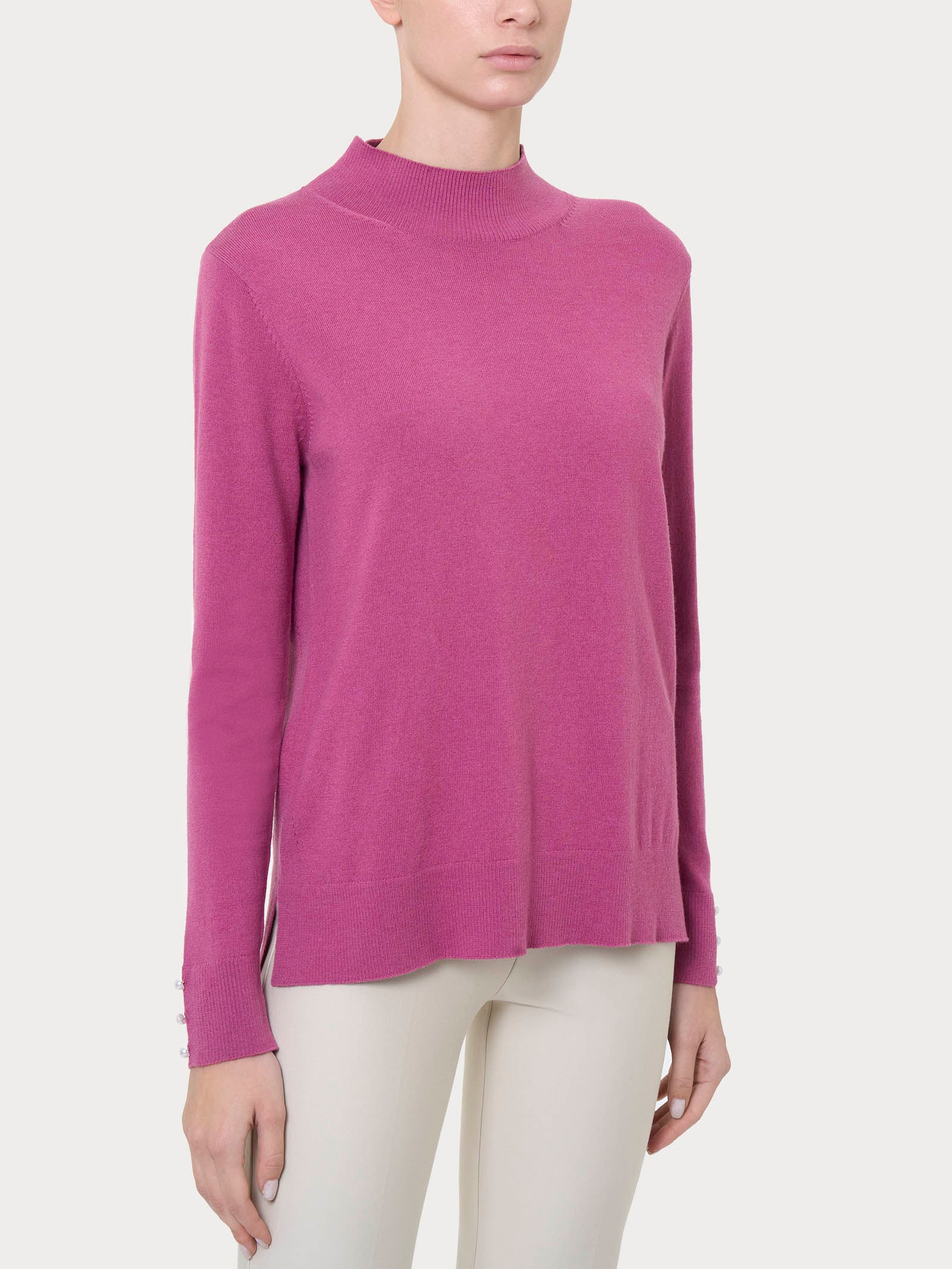 Lupetto con perline in Merino Soft Rosa Donna - Ragno