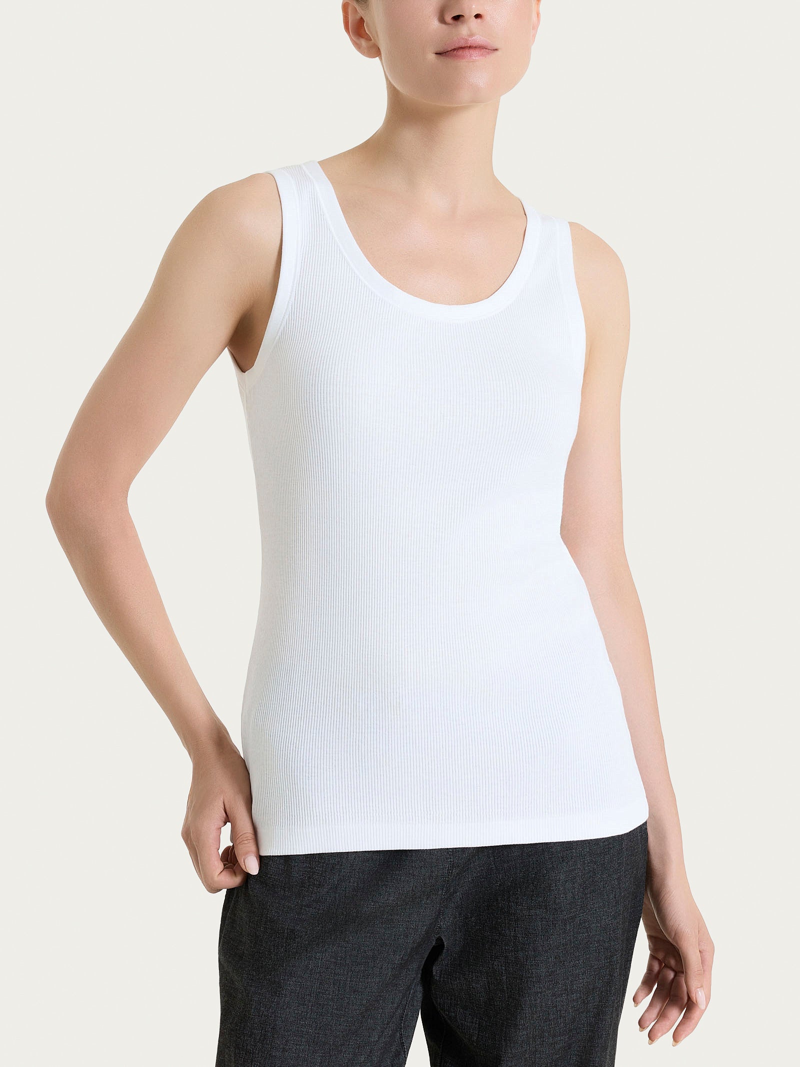 Canotta a spalla larga in costina di cotone Bianchi Donna - Ragno