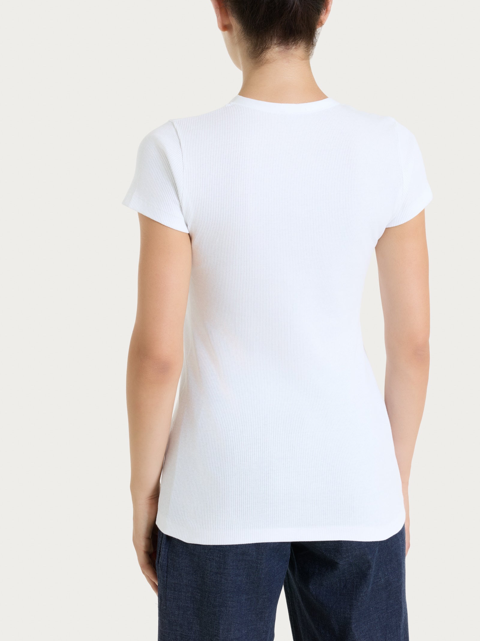 Maglietta con manica corta in costina di cotone Bianchi Donna - Ragno