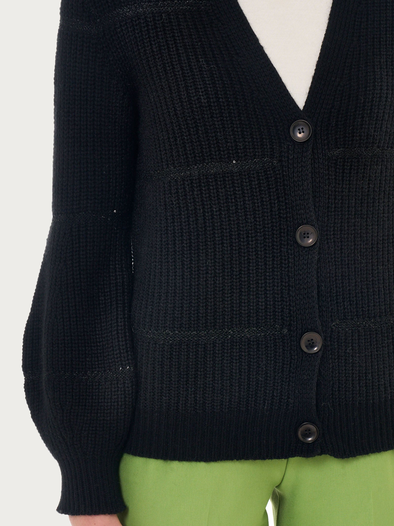 Cardigan con bottoni e paillettes in misto angora -  - Ragno