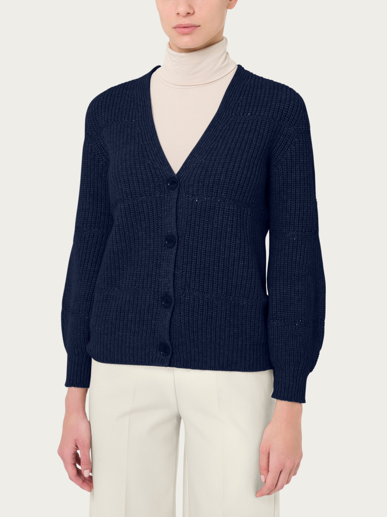 Cardigan con bottoni e paillettes in misto angora -  - Ragno