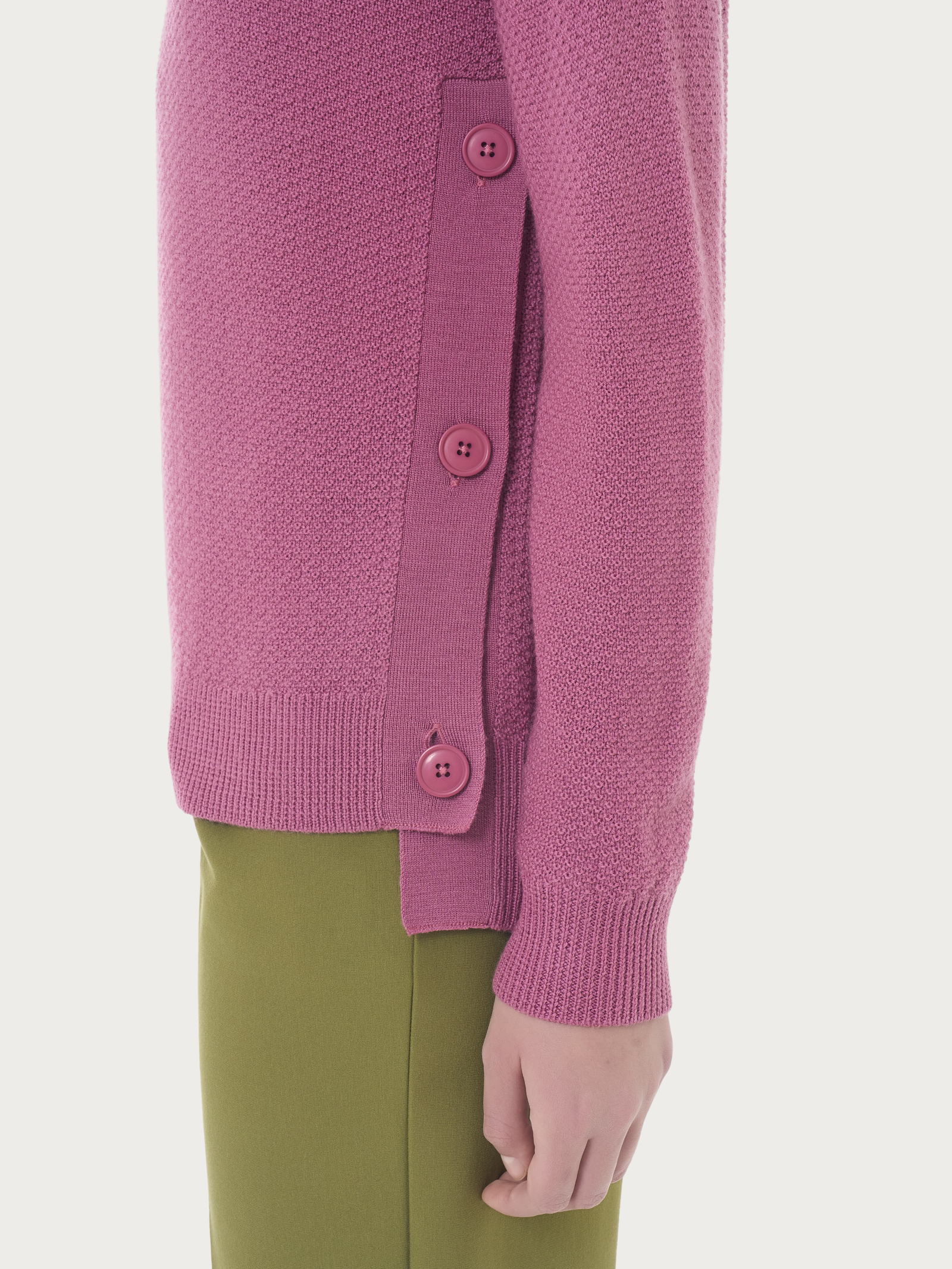 Pullover girocollo con bottoni laterali in Merino Soft -  - Ragno