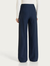 Pantalone ampio con tasche e pinces in Compact  Blu Donna - Ragno