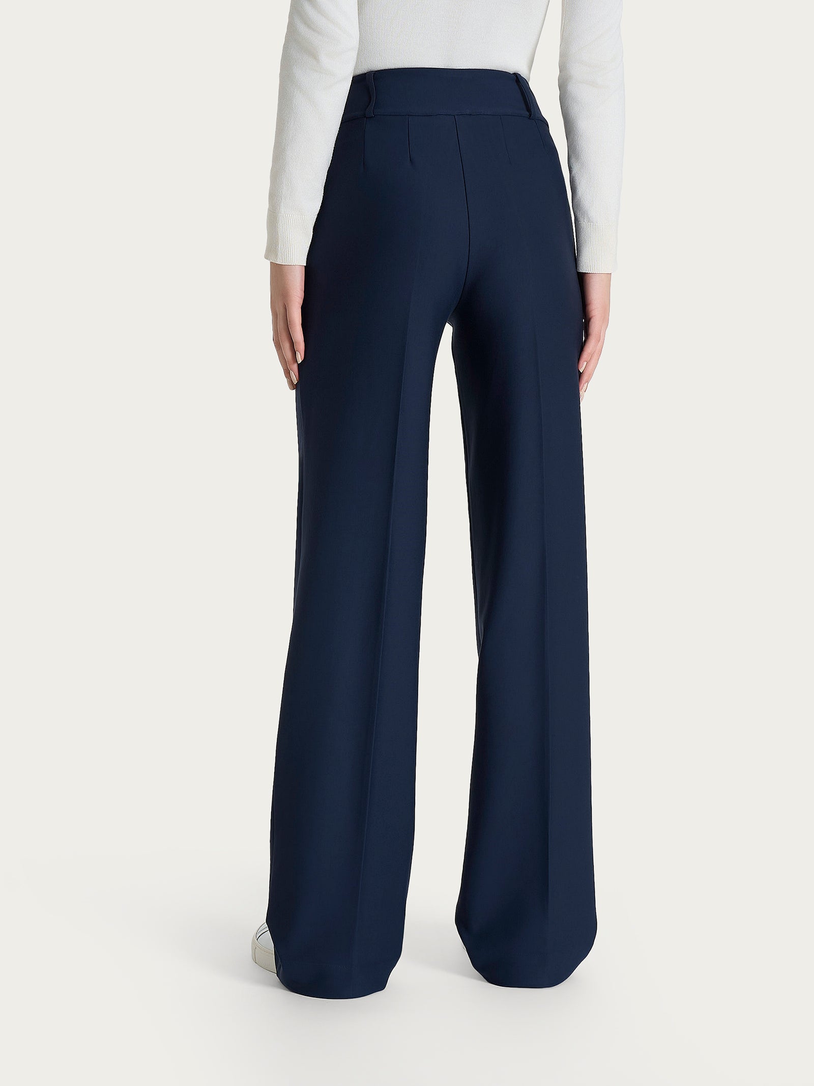 Pantalone ampio con tasche e pinces in Compact  Blu Donna - Ragno
