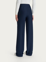 Pantalone ampio con tasche e pinces in Compact  Blu Donna - Ragno