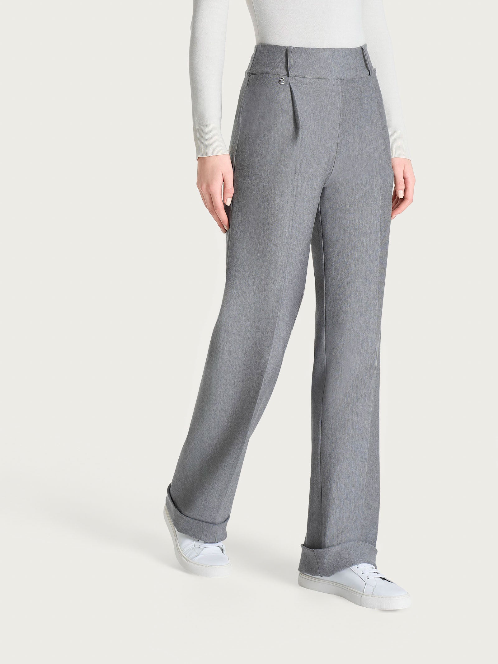 Pantalone ampio con tasche e pinces in Compact  Neri Donna - Ragno
