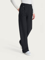 Pantalone ampio con tasche e pinces in Compact  Neri Donna - Ragno