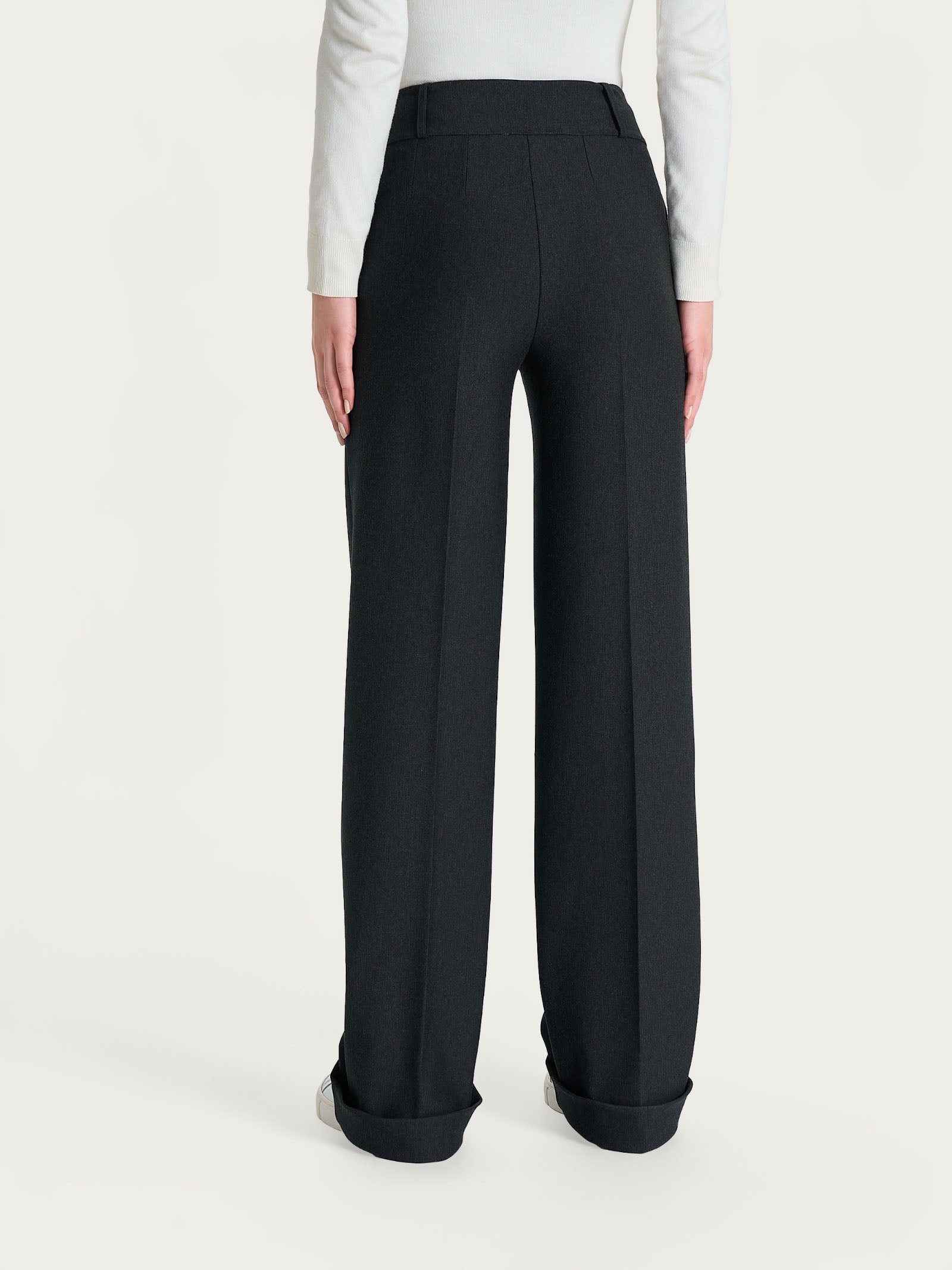 Pantalone ampio con tasche e pinces in Compact  Neri Donna - Ragno