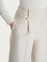 Pantalone ampio con tasche e pinces in Compact  Bianchi Donna - Ragno