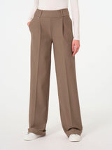 Pantalone ampio con tasche e pinces in Compact  Marroni Donna - Ragno