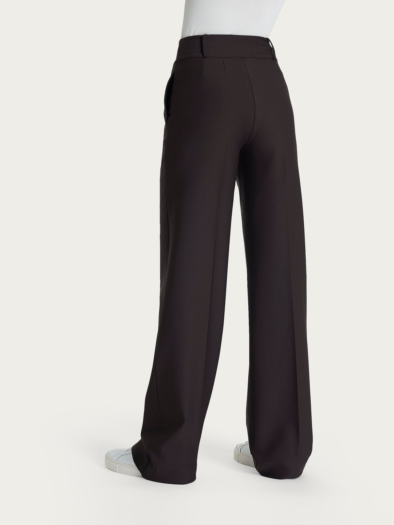 Pantalone ampio con tasche e pinces in Compact  Marroni Donna - Ragno