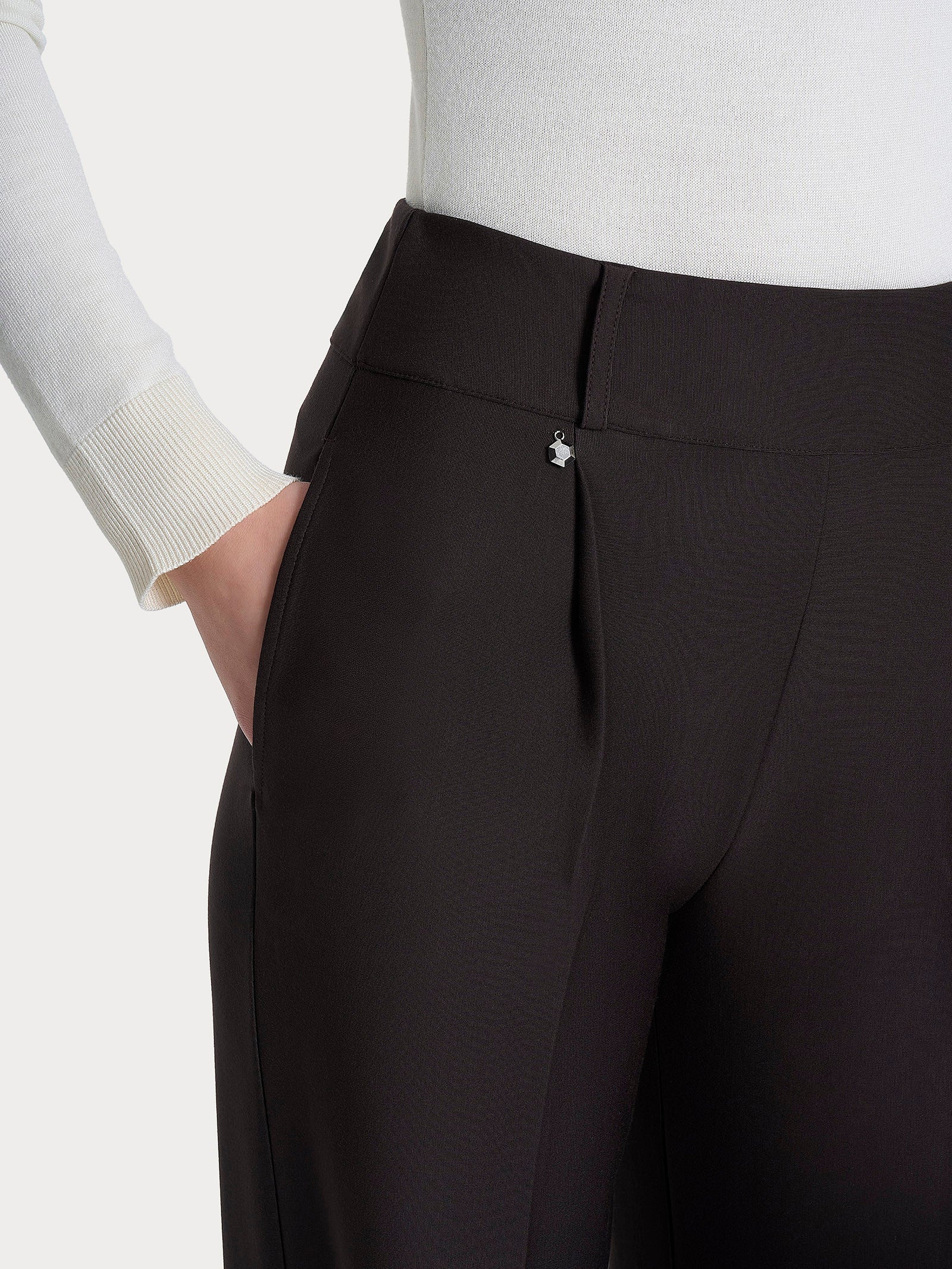 Pantalone ampio con tasche e pinces in Compact  Marroni Donna - Ragno