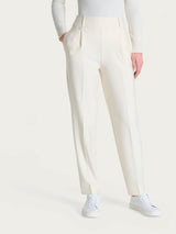 Pantalone a carota con tasche e pinces in Compact Bianchi Donna - Ragno