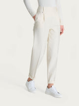 Pantalone a carota con tasche e pinces in Compact Bianchi Donna - Ragno