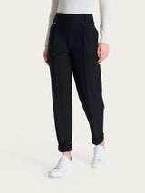 Pantalone a carota con tasche e pinces in Compact Neri Donna - Ragno