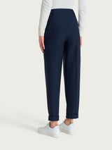 Pantalone a carota con tasche e pinces in Compact Blu Donna - Ragno