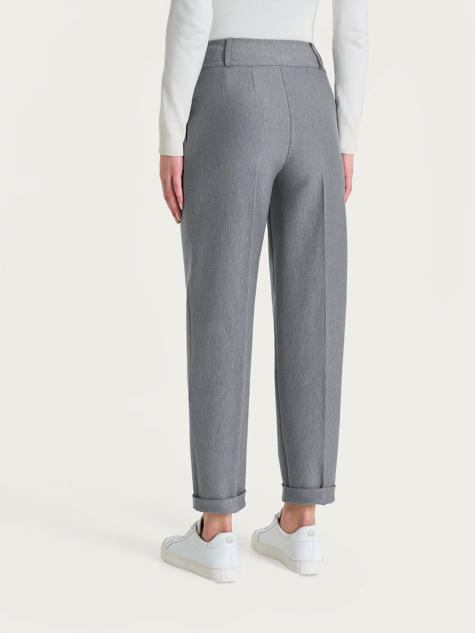 Pantalone a carota con tasche e pinces in Compact Neri Donna - Ragno