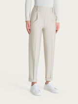 Pantalone a carota con tasche e pinces in Compact Bianchi Donna - Ragno
