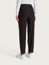 Pantalone a carota con tasche e pinces in Compact Marroni Donna - Ragno