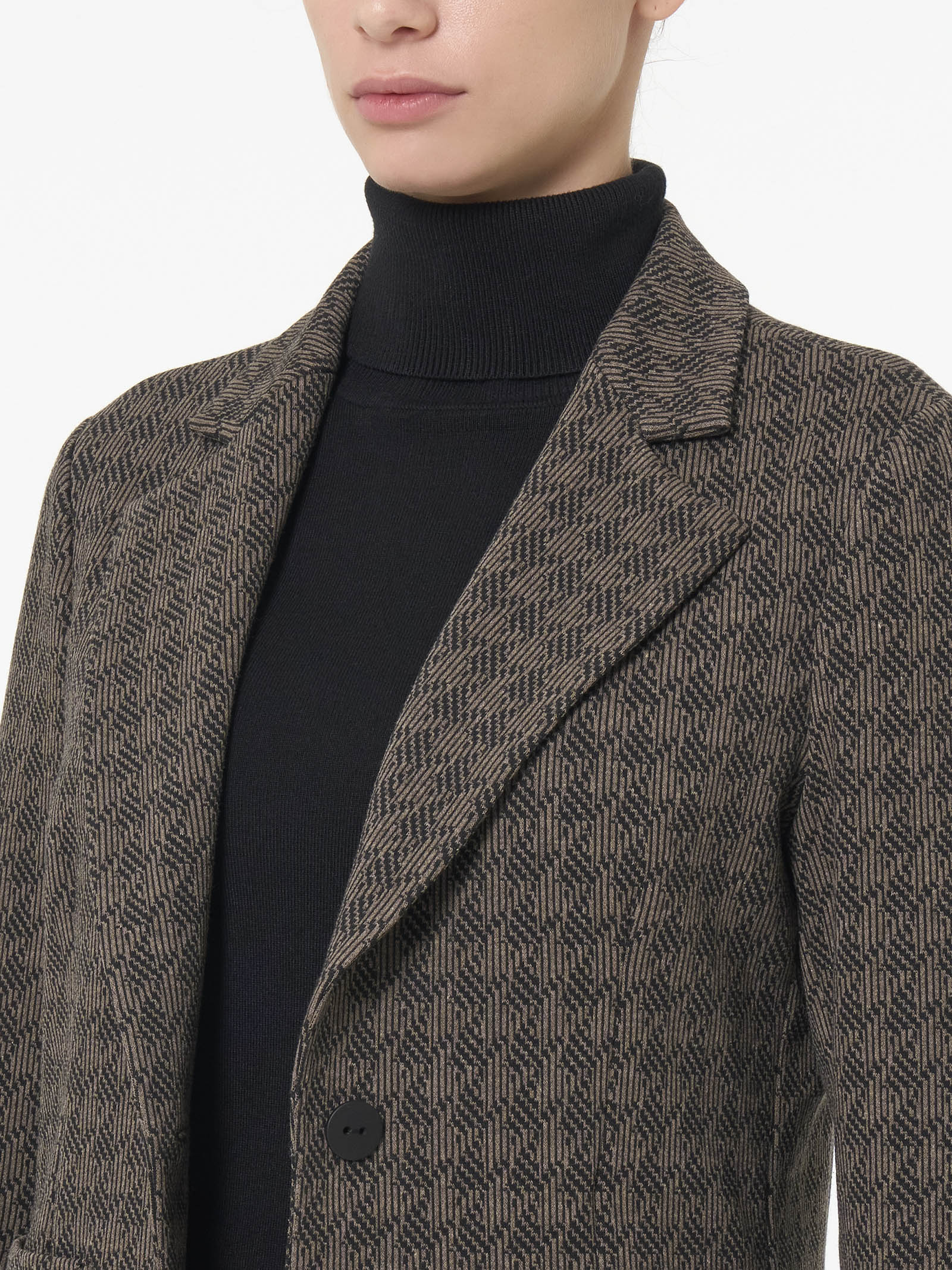 Blazer corto con 1 bottone in tessuto Eco Jacquard -  - Ragno