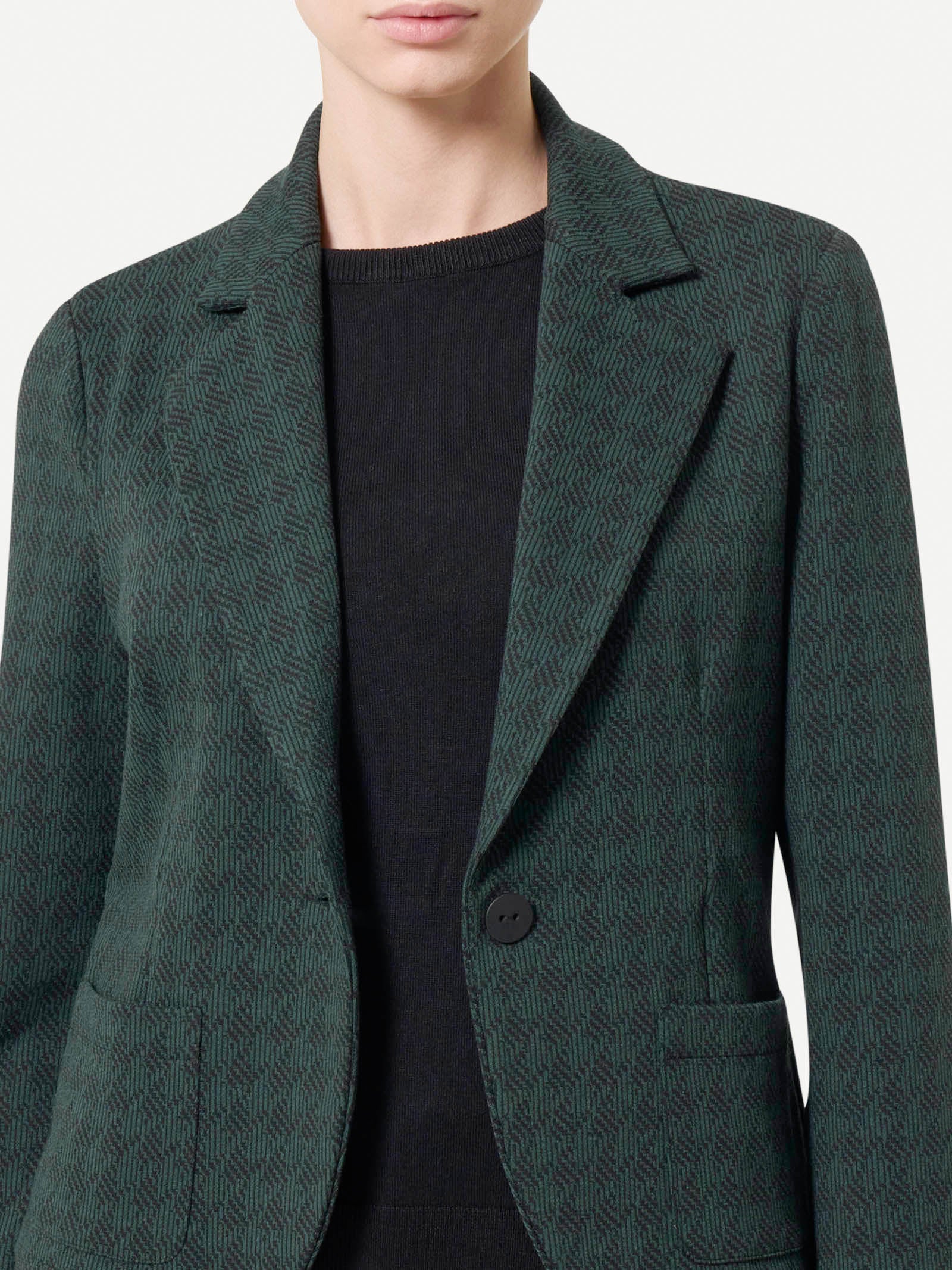 Blazer corto con 1 bottone in tessuto Eco Jacquard -  - Ragno